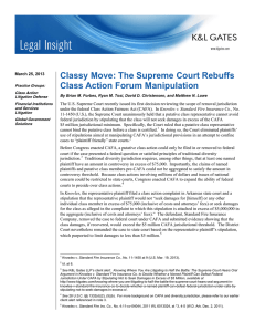Classy Move: The Supreme Court Rebuffs Class Action Forum Manipulation