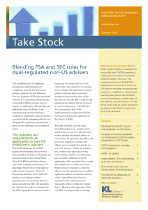 Take Stock Blending FSA and SEC rules for dual-regulated non-US advisers