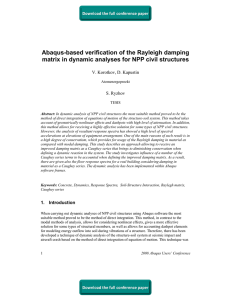 Abaqus-based verification of the Rayleigh damping V. Korotkov, D. Kapustin S. Ryzhov