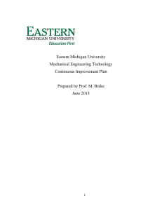 Eastern Michigan University Mechanical Engineering Technology Continuous Improvement Plan