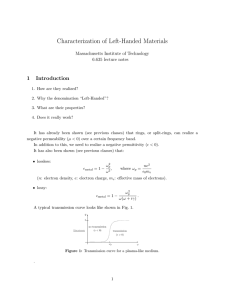 Characterization of Left-Handed Materials 1 Introduction Massachusetts Institute of Technology