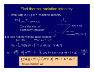 Find thermal radiation intensity: ∫