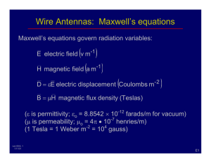 (  ) ( ) Wire Antennas:  Maxwell’s equations