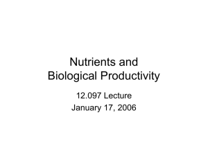 Nutrients and Biological Productivity 12.097 Lecture January 17, 2006