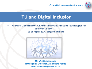 ITU and Digital Inclusion --- Equity in Society    ---