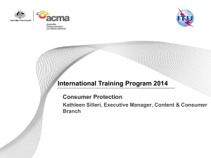 International Training Program 2014 Consumer Protection Branch