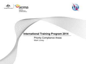 International Training Program 2014 Priority Compliance Areas Mark Loney