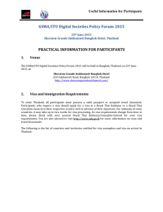 GSMA/ITU	Digital	Societies	Policy	Forum‐2015 PRACTICAL	INFORMATION	FOR	PARTICIPANTS Useful Information for Participants 1.