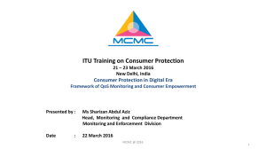 ITU Training on Consumer Protection Consumer Protection in Digital Era