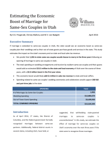 Estimating the Economic Boost of Marriage for Same-Sex Couples in Utah Executive Summary
