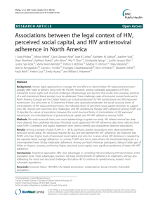 Associations between the legal context of HIV, adherence in North America