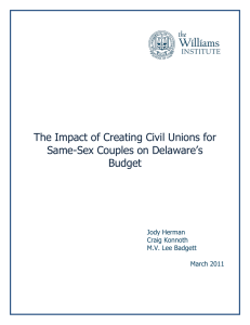 The Impact of Creating Civil Unions for Same-Sex Couples on Delaware’s Budget