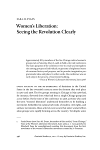 Women’s Liberation: Seeing the Revolution Clearly Sara M. EvanS