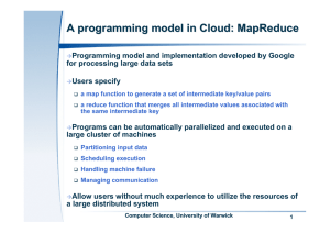 A programming model in Cloud: MapReduce for processing large data sets