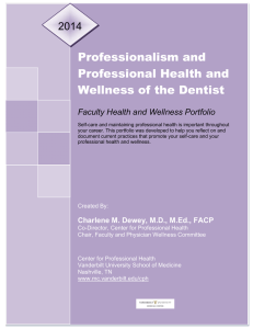 Professionalism and Professional Health and Wellness of the Dentist