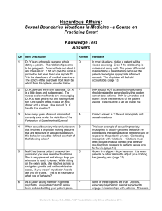 Hazardous Affairs:  Sexual Boundaries Violations in Medicine - a Course on