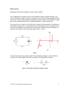 Diode Circuits  Operating in the Reverse Breakdown region. (Zener Diode)