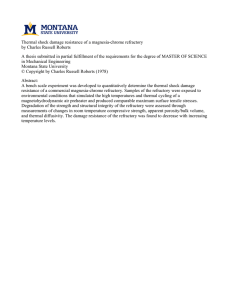 Thermal shock damage resistance of a magnesia-chrome refractory