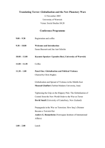 Translating Terror: Globalisation and the New Planetary Wars Conference Programme