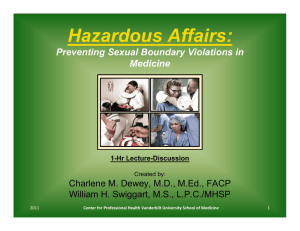 Hazardous Affairs: Preventing Sexual Boundary Violations in Medicine
