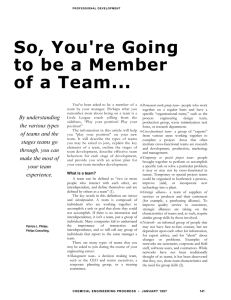 So, You're Going to be a Member of a Team...