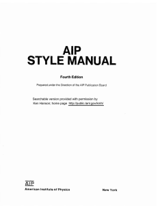 STYLE MANUAL New Fourth Edition of