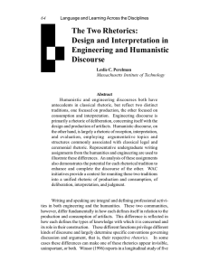 The Two Rhetorics: Design and Interpretation in Engineering and Humanistic Discourse
