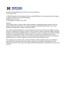 Catalytic hydrodesulfurization of West Texas crude oil fractions