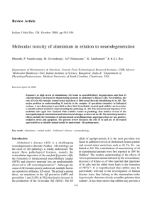 Molecular toxicity of aluminium in relation to neurodegeneration Review Article