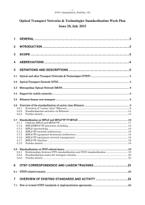 Optical Transport Networks &amp; Technologies Standardization Work Plan