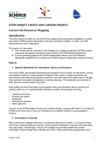 STEM SUBJECT CHOICE AND CAREERS PROJECT Careers IAG Resources Mapping Introduction