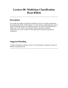 Lecture 08: Multiclass Classification Ryan Rifkin Description