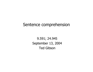 Sentence comprehension 9.591; 24.945 September 13, 2004 Ted Gibson