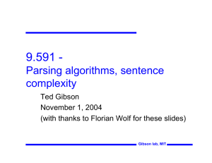 9.591 - Parsing algorithms, sentence complexity Ted Gibson