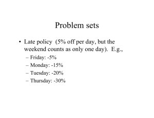 Problem sets weekend counts as only one day).  E.g.,