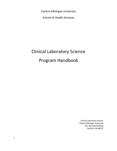 Clinical Laboratory Science Program Handbook Eastern Michigan University
