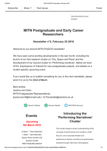 MITN Postgraduate and Early Career Researchers  Newsletter n°2, February 25 2016
