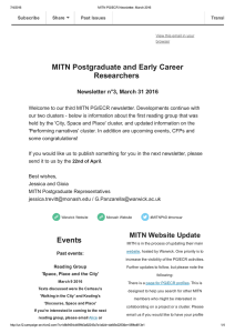 MITN Postgraduate and Early Career Researchers  Newsletter n°3, March 31 2016
