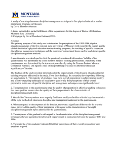 A study of teaching classroom discipline/management techniques in five physical... preparation programs in Missouri