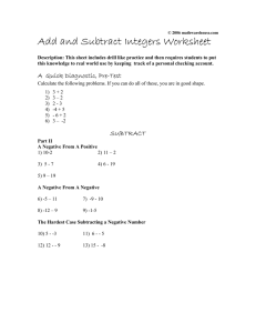 Add and Subtract Integers Worksheet