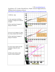 Warm Up Systems of Linear Equations: Real World Applications