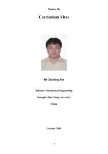 Curriculum Vitae  School of Mechanical Engineering Shanghai Jiao Tong University