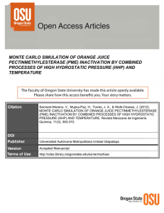 MONTE CARLO SIMULATION OF ORANGE JUICE PECTINMETHYLESTERASE (PME) INACTIVATION BY COMBINED