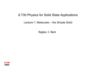 6.730 Physics for Solid State Applications Rajeev J. Ram PSSA