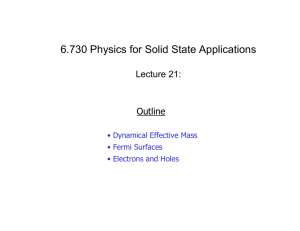 6.730 Physics for Solid State Applications Lecture 21: Outline • Dynamical Effective Mass