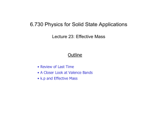 6.730 Physics for Solid State Applications Lecture 23: Effective Mass Outline