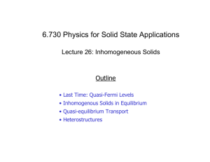 6.730 Physics for Solid State Applications Lecture 26: Inhomogeneous Solids Outline