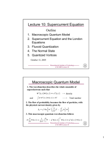 Lecture 10: Supercurrent Equation Outline
