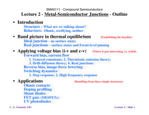 Lecture 2 - Metal-Semiconductor Junctions - Outline Introduction Structure -