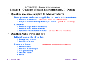 Lecture 5 - Quantum effects in heterostructures, I - Outline Examples: